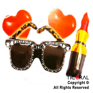SET DE GLOBOS METALIZADO DIVA LENTES Y LABIAL 4 UNIDADES X 1